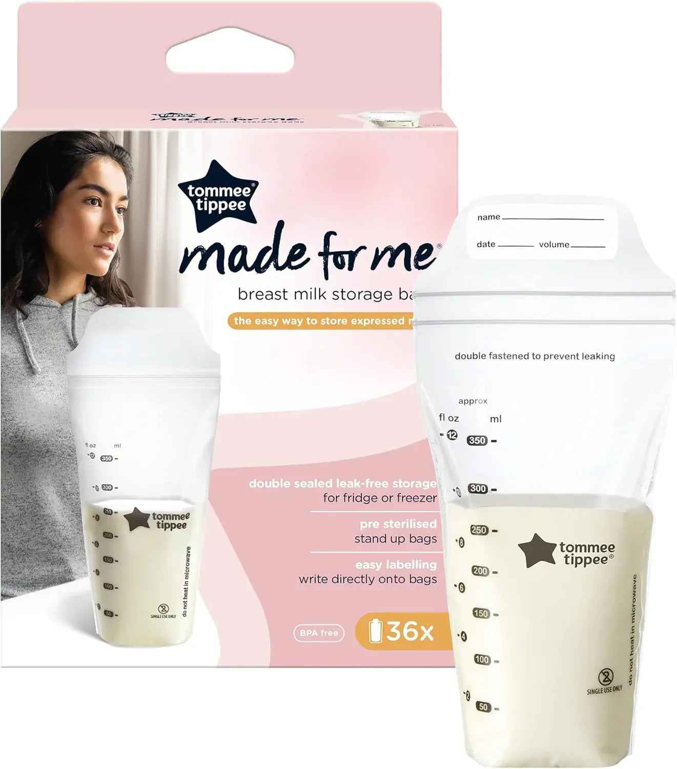 Tommee Tippee Closer to Nature Breast Milk Storage Bags, 36 Pack - Adenzo Comfies