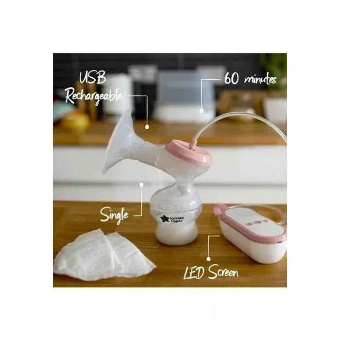 Tommee Tippee Made for Me Single/Double Electric Breast Pump – Portable, Quiet, Adjustable Suction Breastfeeding Pump with Rechargeable Battery, BPA - Free Design, and Comfortable Silicone Shields for Expressing Milk at Home or On - the - Go - Adenzo Comfies