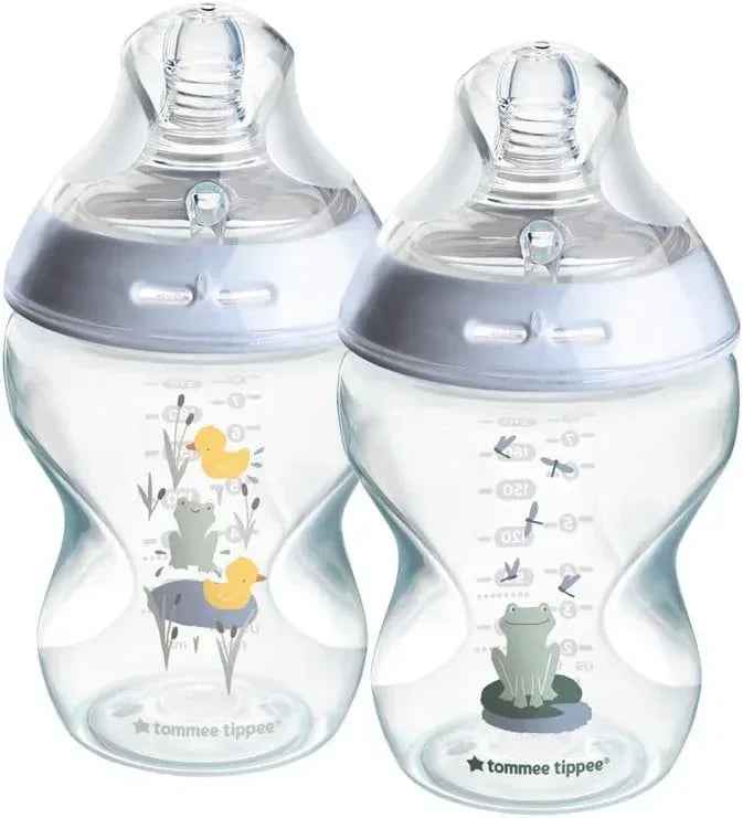 Tommee Tippee Natural Start 260ml Decorated Baby Bottle – Pond / Pond Girl Design, BPA - Free, Anti - Colic, Easy - Latch Teat, Dishwasher Safe, Comfortable Grip, and Suitable for Newborn Feeding - Adenzo Comfies