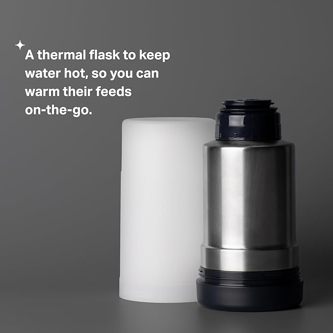 Tommee Tippee Travel Bottle and Food Warmer, Portable Baby Bottle Warmer Ideal for Travel, Thermal Insulation, Stainless Steel Flask with Leak-Proof Lid