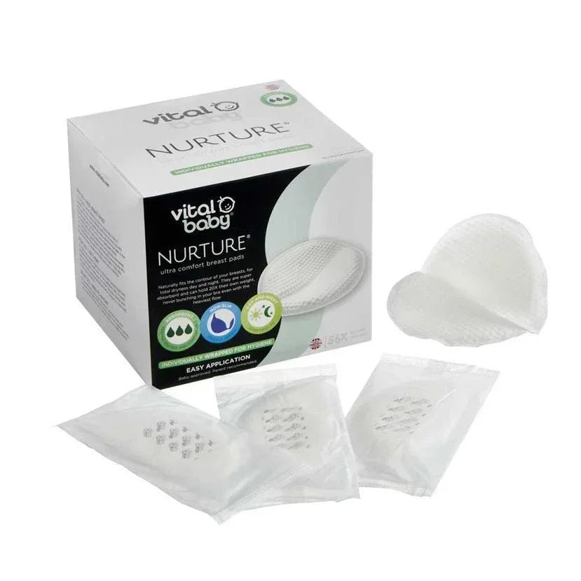 Vital Baby Ultra Comfort Disposable Breast Pads – Super Soft, Leak - Proof, Individually Wrapped – 56 Pack - Adenzo Comfies
