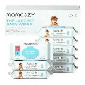 Momcozy Extra Large Baby Wipes, 99% Water Based, Unscented, Hypoallergenic Wipes for Sensitive Skin, Cleansing, Moisturizing - Adenzo Comfies
