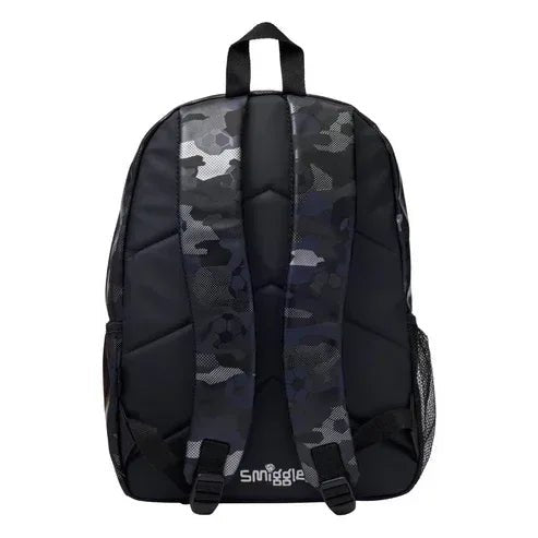 Smiggle 16 - Inch Premium Black Football Backpack for Kids – Durable School & Travel Backpack with Padded Straps and Sports Design - Adenzo Comfies