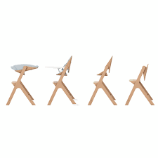 Maxi-Cosi Nesta Highchair in its natural wood finish, a stylish, adjustable wooden highchair designed to grow with a child from newborn to adult