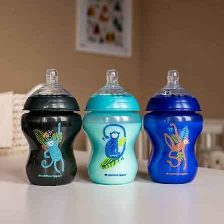 Tommee Tippee Closer to Nature Bottles Pack of 3 260 Ml Midnight Jungle Blue Age. - Adenzo Comfies