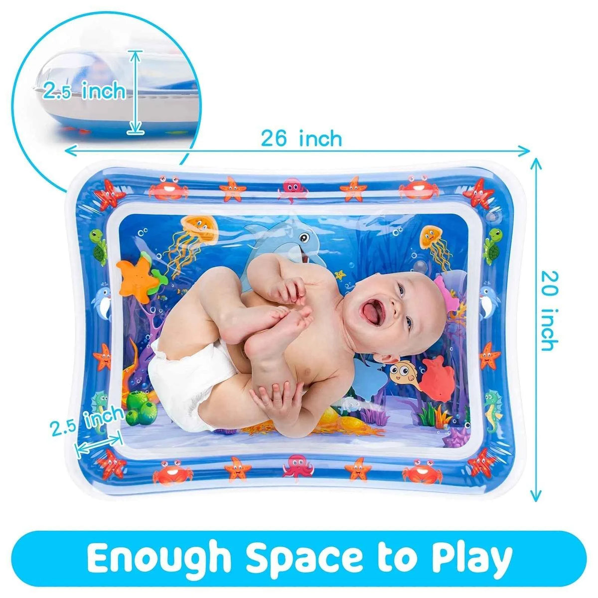 Tummy Time Water Mat 丨Water Play Mat for Babies Inflatable Tummy Time Water Play Mat for Infants and Toddlers 3 to 12 Months Promote Development Toys Cute Baby.