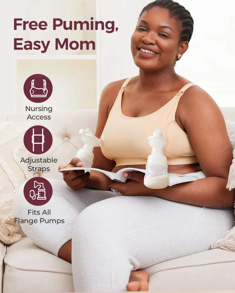 Momcozy Hands-Free Pumping Bra All-in-One with Fixed Padding.