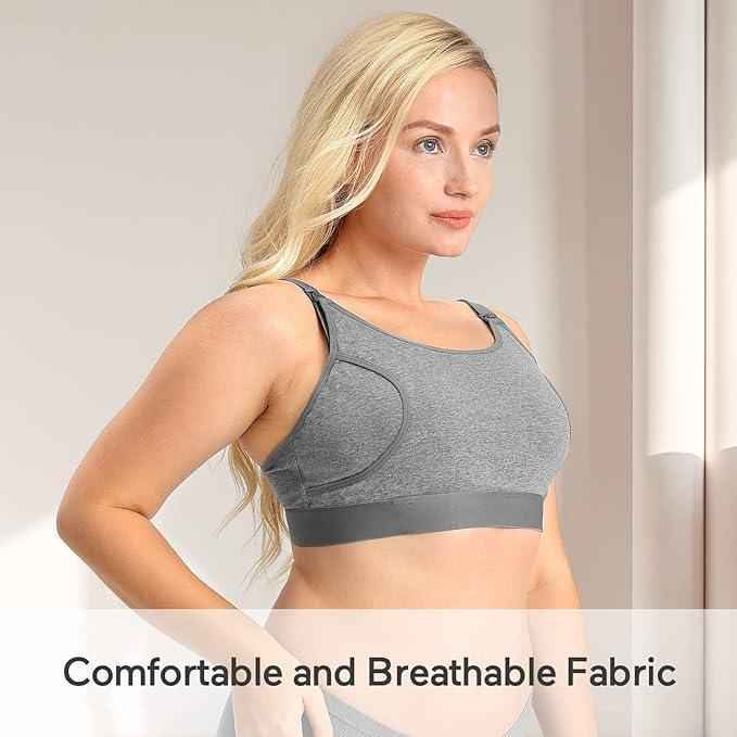Momcozy Hands Free Nursing Bra, Adjustable, Pumping and Breastfeeding Bra, Soft Elastic Fabric - Adenzo Comfies