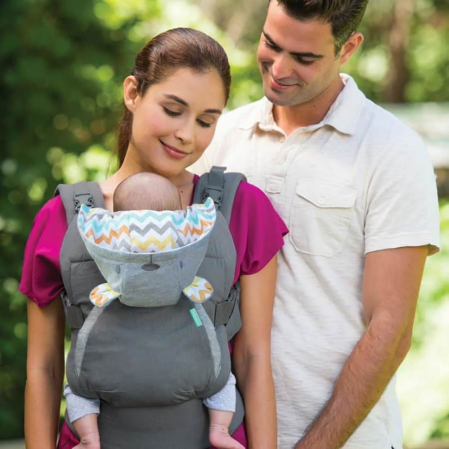 Infantino Cuddle Up Ergonomic Baby Carrier with Teddy Bear Hood | 2-Way Infant & Toddler Front and Back Carry Carrier (5.4–18.1 kg)