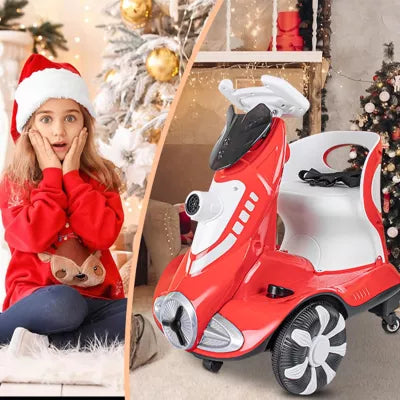 6V Electric Kids Ride-On Car with Bubble Function, 360° Rotation, LED Lights & Music, Safe Seat Belt – Rechargeable Battery Car for Children Ages 3–6 Years