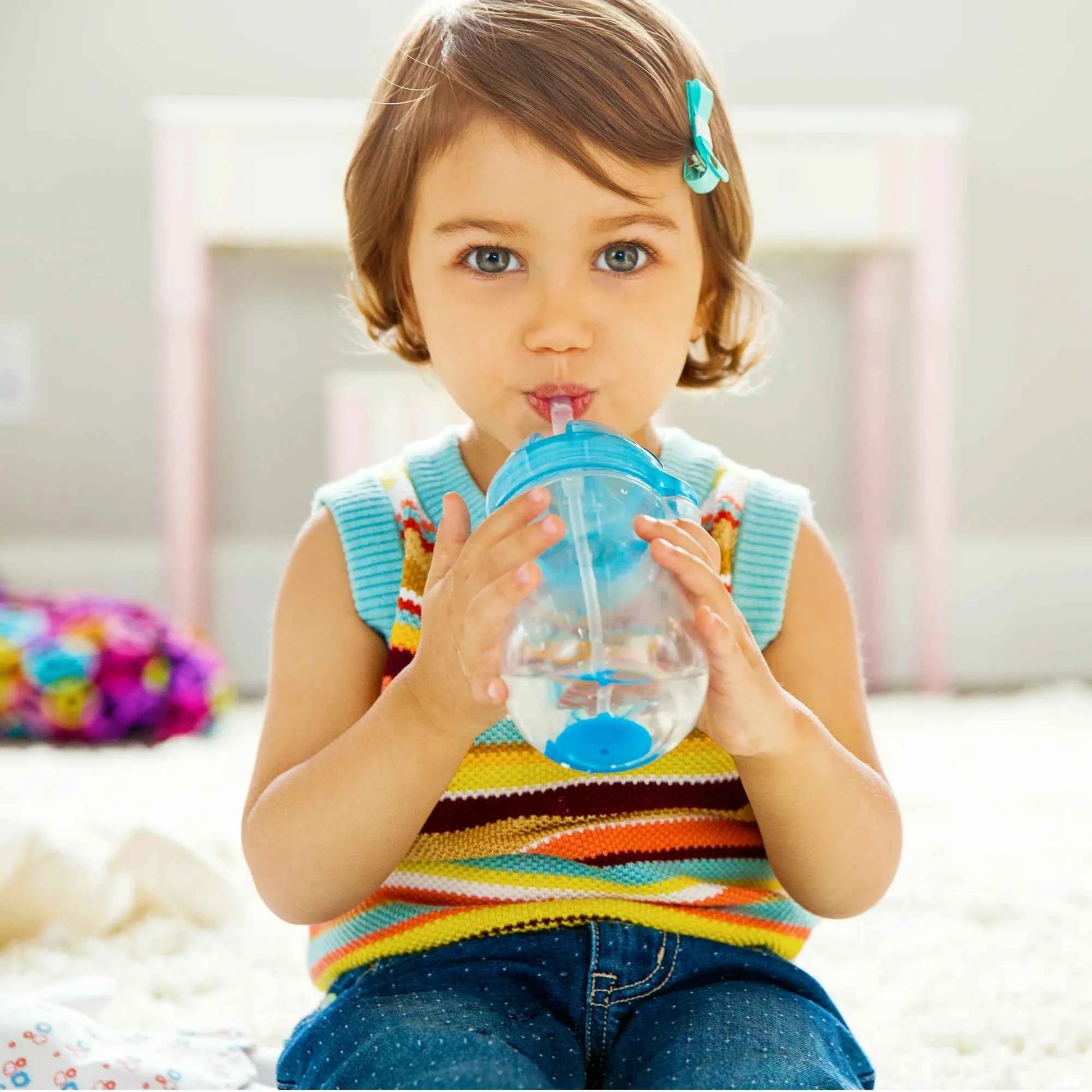 Munchkin Any Angle™ Click Lock Weighted Straw Trainer Cup 10oz - Pink 12 months +