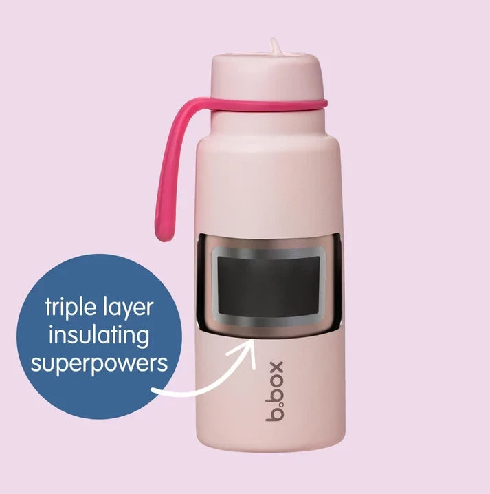 B.box 1L Insulated Water Bottle | Triple-Layer Stainless Steel, Flip Top Lid & Sport Spout | Leakproof, BPA-Free, Keeps Drinks Cold up to 46hrs