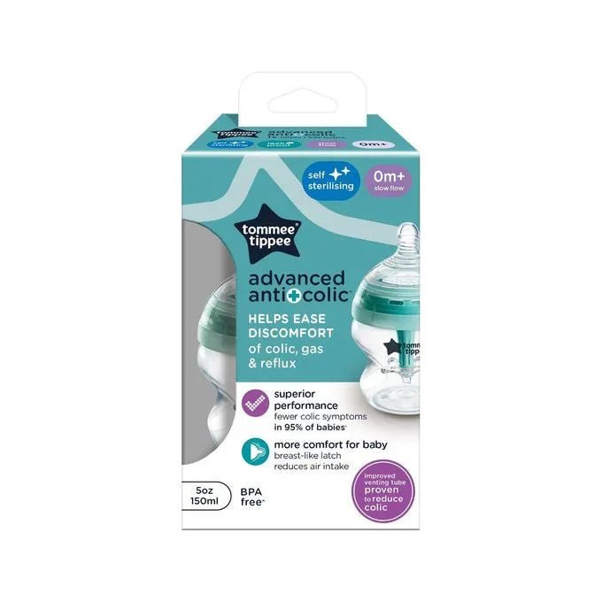 Tommee Tippee Anti - Colic Bottles Natural Start & Advanced, 150ml & 260ml (Slow Flow) - Adenzo Comfies
