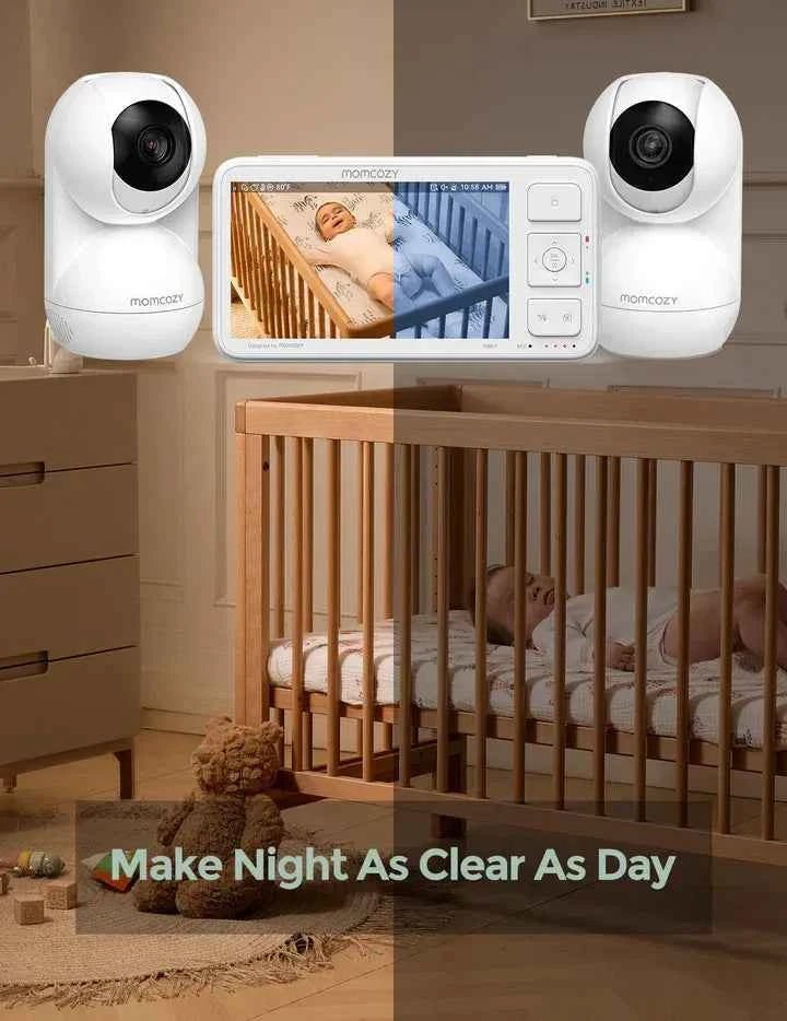 Momcozy BM03 5.5” 1080P Full HD Video Baby Monitor No WiFi – Long - Range Baby Monitor with Camera, Infrared Night Vision, 5800mAh Battery, VOX, 2 - Way Audio, - Adenzo Comfies