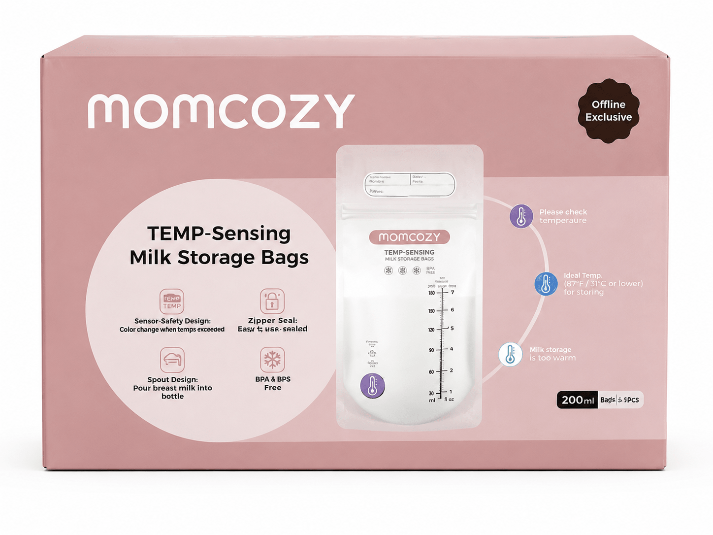 Momcozy Milk Storage Bags for Safe Breastmilk Storage with Temperature Sensing Technology - Adenzo Comfies
