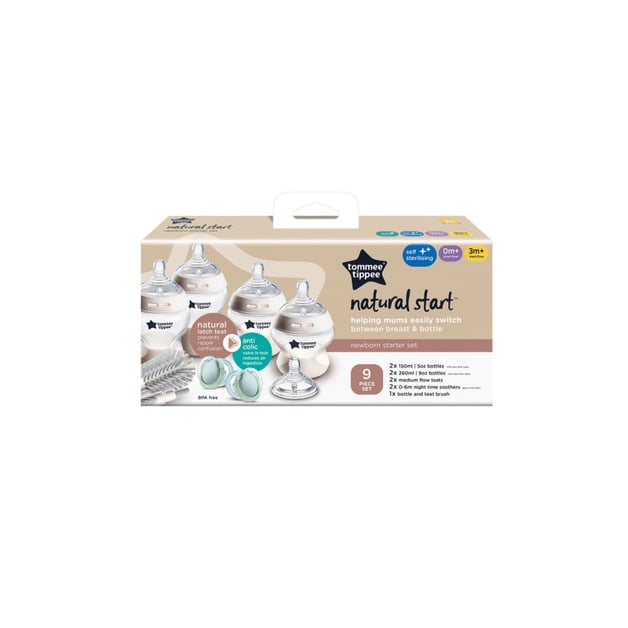 Tommee Tippee Natural Start Self-Sterilising Anti-Colic Baby Bottles Newborn Starter Set 9.