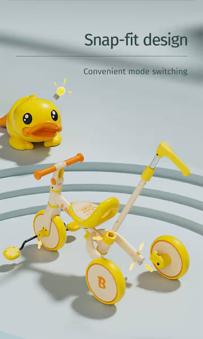 Luddy B.Duck 4-in-1 Toddler Tricycle & Balance Bike for Kids – Convertible Baby Trike, Push Tricycle, Balance Bike, and Pedal Tricycle - Adenzo Comfies