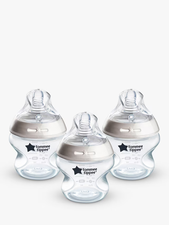 Tommee Tippee Closer to Nature Baby Bottles 0M+ – 150ml (3 Pack) BPA-Free, Anti-Colic, Easy-Latch Teat Design for Newborn Feeding, Dishwasher Safe and Comfortable Grip for Parents