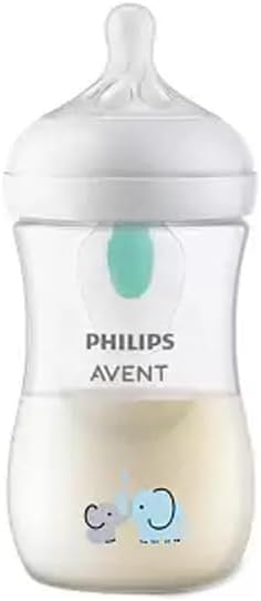 Philips Avent Natural Response Baby Bottle - 260ml Baby Milk Bottle with AirFree Vent, BPA Free for Newborn Babies Aged 1 Months+, Elephant Pattern (Model SCY673/81)