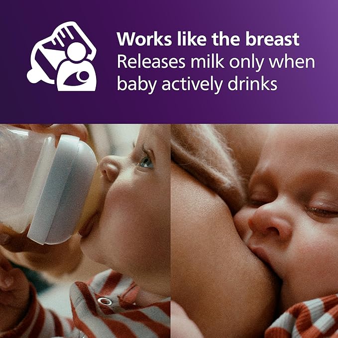 Philips Avent Natural Response Baby Bottle - 260ml Baby Milk Bottle with AirFree Vent, BPA Free for Newborn Babies Aged 1 Months+, Elephant Pattern (Model SCY673/81)