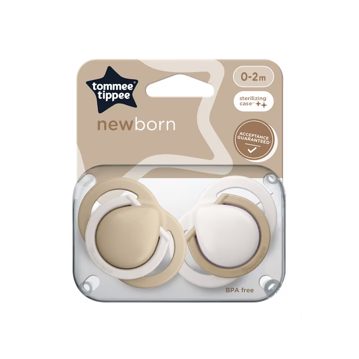 Tommee Tippee 2 × Newborn Silicone Soothers – 0–2 Months, Orthodontic Pacifiers for Boys & Girls, BPA‑Free
