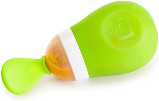 Munchkin Squeeze Spoon,Silicon squeeze with spoon for infants, easy dispensing and feeding, Infant/Baby,4 Months and above-Assorted