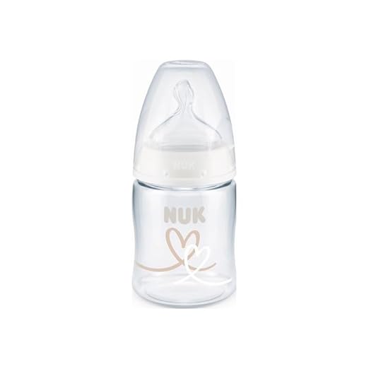 NUK First Choice+ Baby Bottle, 0 - 6 Months, Temperature Control, Silicone Teat, Anti - Colic Valve, BPA - Free, 150 ml - Adenzo Comfies