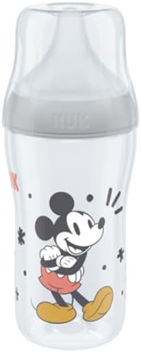 NUK Perfect Match Baby Bottle, 3+ Months, Fits Baby Palate, Temperature Control, Anti - Colic Vent, 260 ml, BPA Free, Silicone M Teat, Disney Winnie the Pooh - Adenzo Comfies