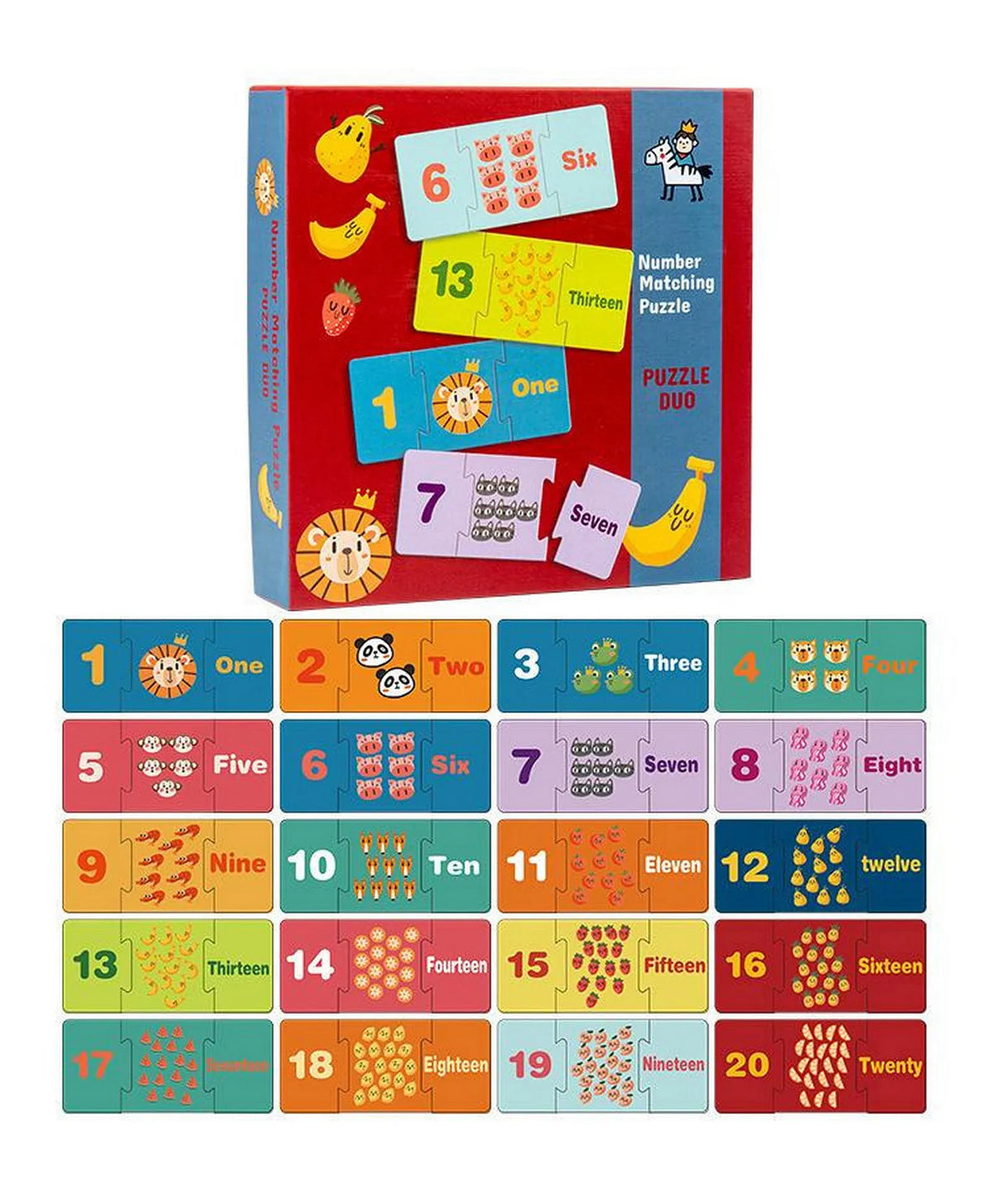 Duo Matching Puzzle for Kids 3 , Number Learning & Animal Recognition Educational Jigsaw Game, Enhances Fine Motor Skills.