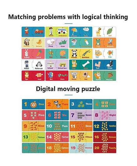 Duo Matching Puzzle for Kids 3 , Number Learning & Animal Recognition Educational Jigsaw Game, Enhances Fine Motor Skills.