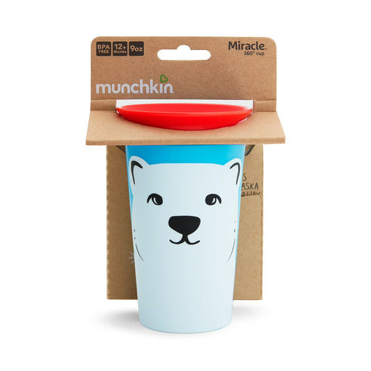 Munchkin Miracle 360 WildLove Sippy Cup, 9 Oz, Polar Bear 12m+
