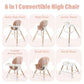 3-in-1 Convertible Baby High Chair – Adjustable Feeding Chair to Toddler Seat & Stool, 5-Point Harness, Wooden Legs - Adenzo Comfies