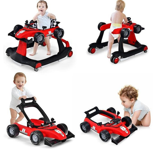 HONEY JOY 4 - in - 1 Baby Walker, Activity Push Walker w/3 Adjustable Heights, Smooth Wheels w/Adjustable Speed, Padded Seat, Music & Light, Foldable Car Walker for Baby Boys Girls Age 6 Months+ - Adenzo Comfies