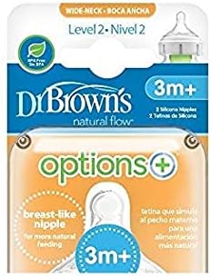 Dr Brown’s Anti - Colic Teat Level 2 Wide - Neck Options Plus Teat, 2 Pack - Adenzo Comfies
