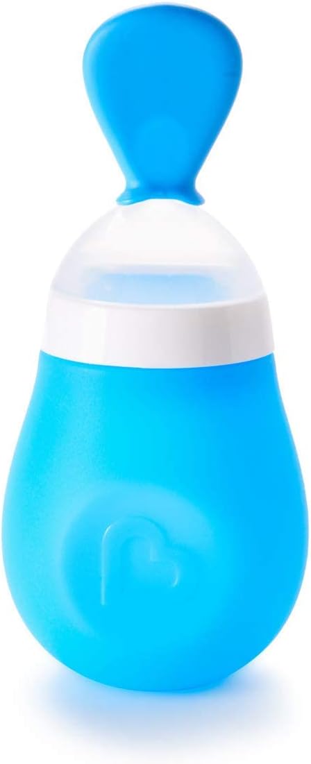 Munchkin Squeeze Spoon,Silicon squeeze with spoon for infants, easy dispensing and feeding, Infant/Baby,4 Months and above-Assorted