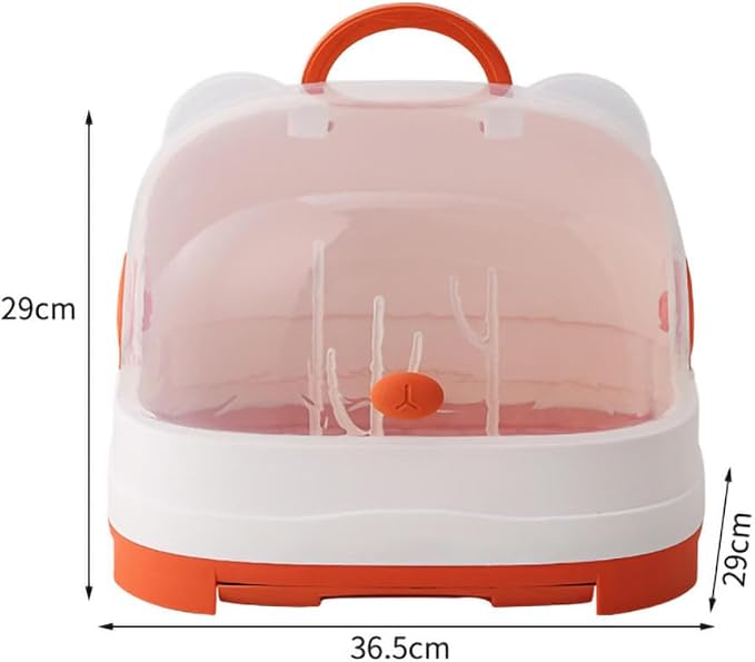 Baby Bottle Drying Rack with Dustproof Cover – Large Capacity Storage Organizer with Drainage Tray & 3 Bottle Holders, BPA-Free Baby Bottle Drying Station