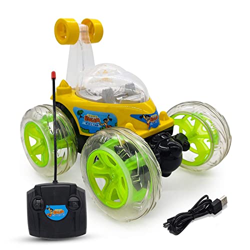 Remote Control Rechargable 360 Degree Twisting Stunt Car with Music & Lights and Charger for Kids - Adenzo Comfies