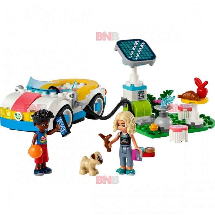 LEGO Friends 42609 Electric Car with Charging Station, Electric Car for Children, Car Toy for Role Play with Nova and Zac Figures, Small Set.
