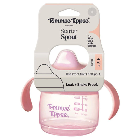 Tommee Tippee Starter Spout Cup – 4M+, 150ml Assorted, Soft Silicone Spout, BPA‑Free Baby Training Cup