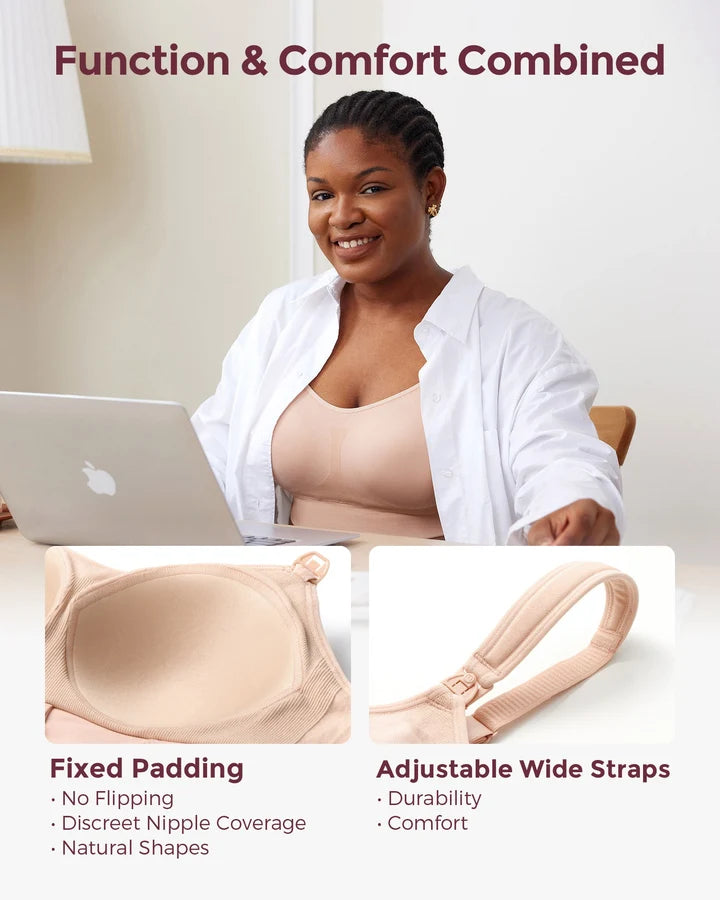 Momcozy Hands-Free Pumping Bra All-in-One with Fixed Padding.