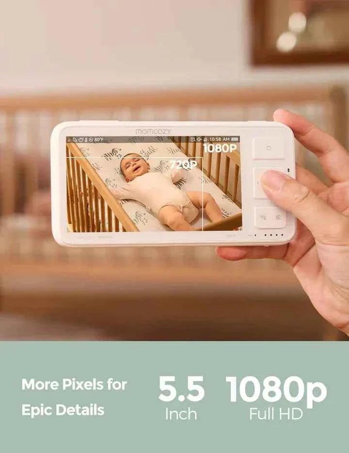 Momcozy BM03 5.5” 1080P Full HD Video Baby Monitor No WiFi – Long - Range Baby Monitor with Camera, Infrared Night Vision, 5800mAh Battery, VOX, 2 - Way Audio, - Adenzo Comfies