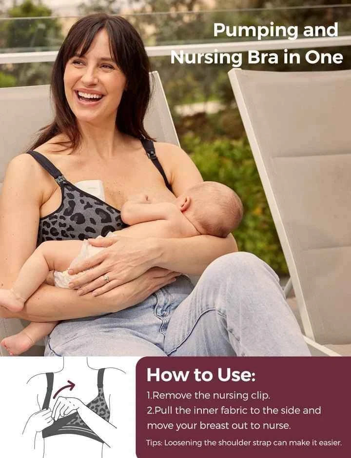 Momcozy DEX - 4-in-1 Hands Free Seamless Stretch Fabric Pumping Bra XL .