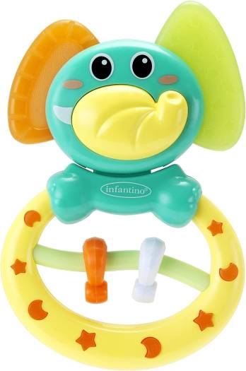 Infantino Rattle & Teether Elephant For Baby 0M+ | IN316615