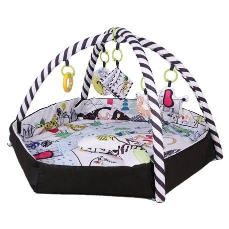 4 in 1 Newborn Baby Activity Gym Play Mat And Ball Pit - Black/White - Adenzo Comfies