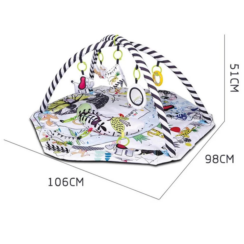 4 in 1 Newborn Baby Activity Gym Play Mat And Ball Pit - Black/White - Adenzo Comfies