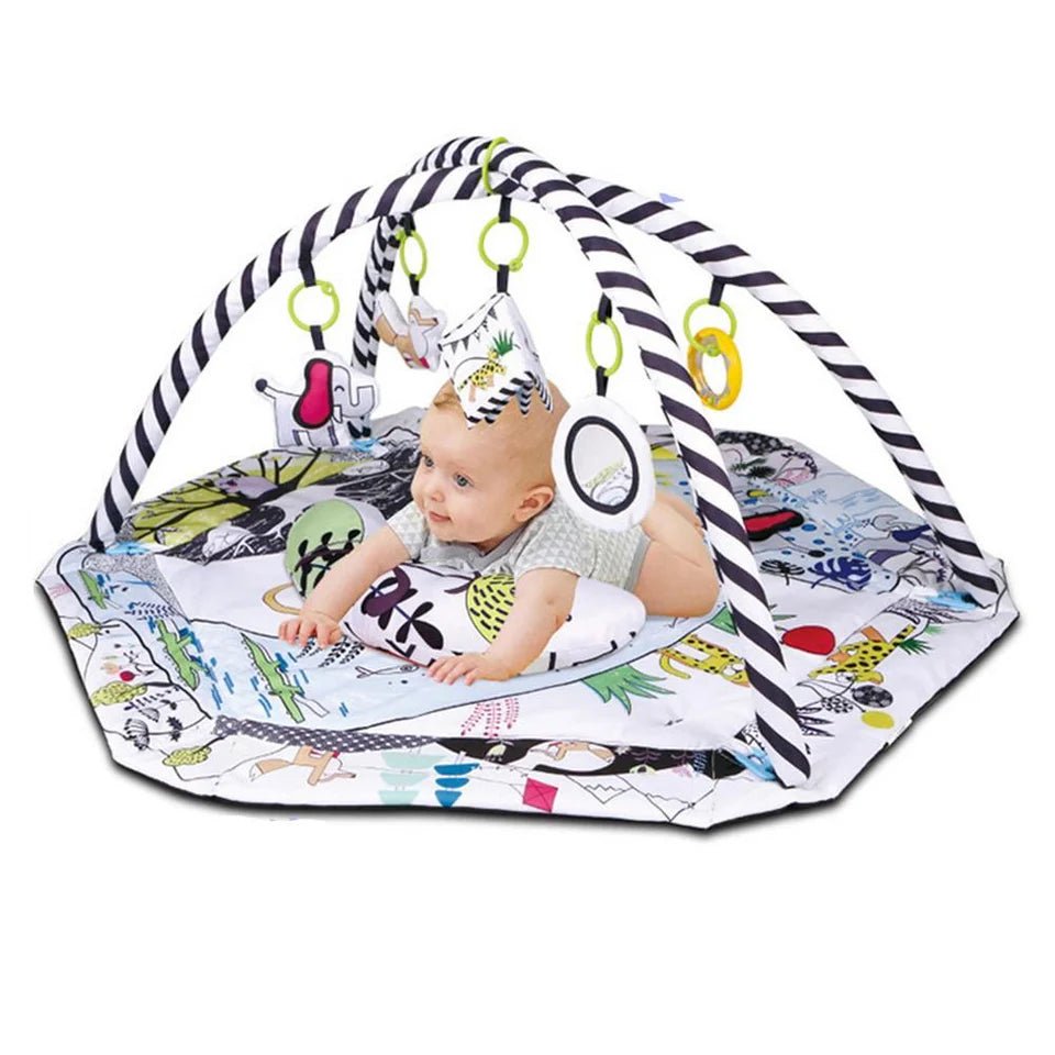 4 in 1 Newborn Baby Activity Gym Play Mat And Ball Pit - Black/White - Adenzo Comfies