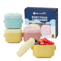 Transparent Stackable Portable BPA Free Food Grade Material Food Snack Container for Infant Baby Toddler Kids 120ml (4pcs) - Adenzo Comfies