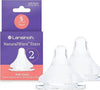 Lansinoh NaturalWave Baby Bottle Teats - Slow Flow - 2 Pack - Anti - Colic Air Vent - BPA & BPS - Free - Clinically Proven to Reduce Nipple Confusion - Compatible with Lansinoh Bottles - Adenzo Comfies