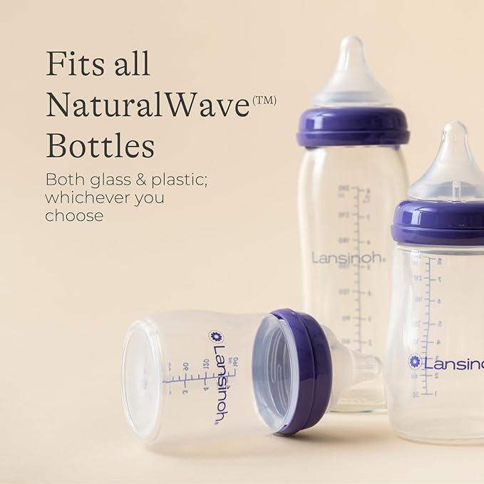 Lansinoh NaturalWave Baby Bottle Teats - Slow Flow - 2 Pack - Anti-Colic Air Vent - BPA & BPS-Free - Clinically Proven to Reduce Nipple Confusion - Compatible with Lansinoh Bottles