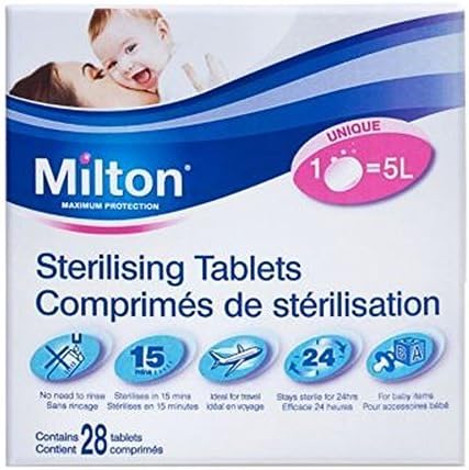 Milton Sterilising Tablets 28 pieces for sterlising Baby Bottles Teats Spoons Soothers Pacifier - Adenzo Comfies